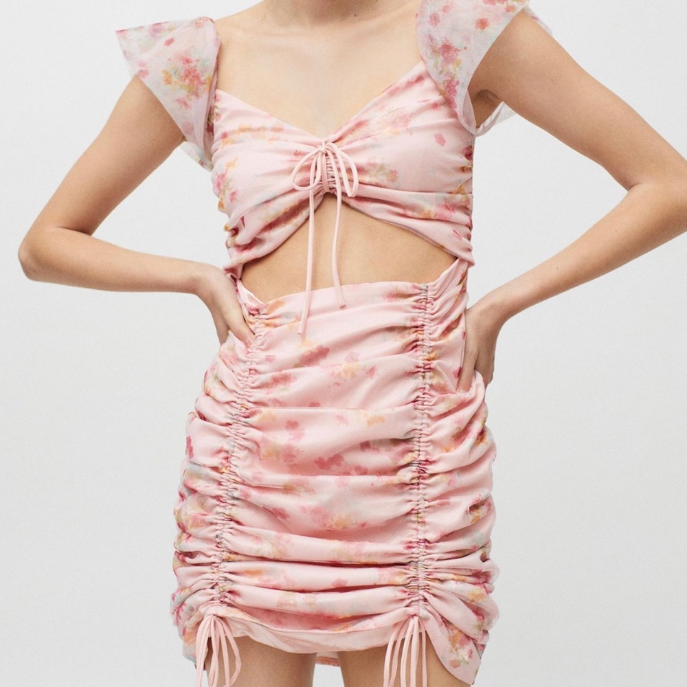 UO Exclusive Contenta Pink Floral Dress - Picture 2 of 8